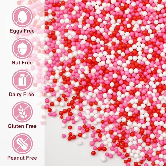 Pink Nonpareils Sprinkles, Edible Sprinkles - Image 3