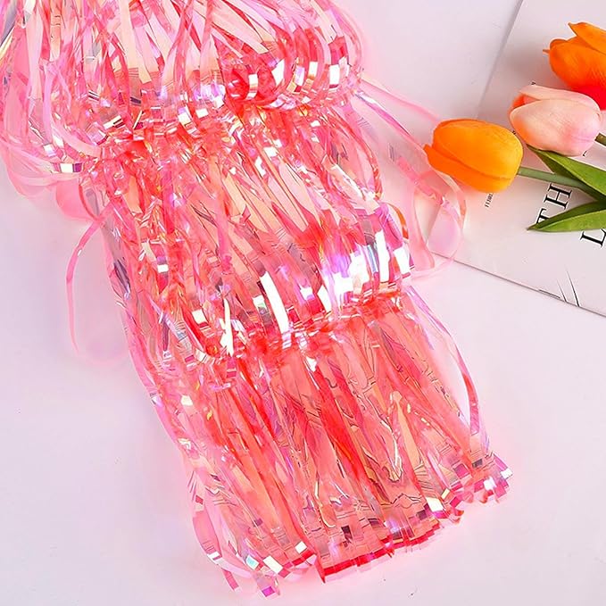 CANREVEL 2 Pack 3.2x6.5 Feet Iridescent Foil Fringe Backdrop Curtains - Image 8