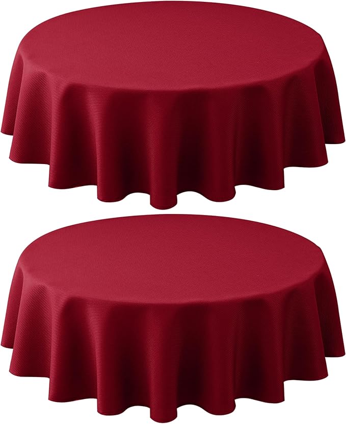 Biscaynebay 2 Pack Textured Fabric Round Tablecloths 60", Parties etc Machine by Biscaynebay