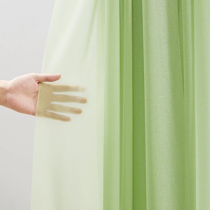 30" x 20Ft Wedding Arch Draping Fabric, 1 Panel Olive Green Sheer Curtain - Image 5