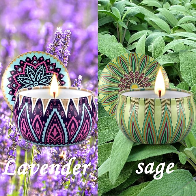 2 Pack Lavender, Sage Aromatherapy Soy Candles - Image 2