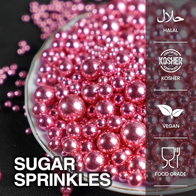 Rose Gold Pearl Sprinkles, Baking Sugar Sprinkles - Image 3