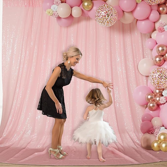 PartyDelight Pink Sequin Backdrop Wedding 20FTx10FT Not Through Background - Image 6