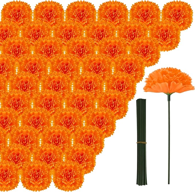 Hananona 201Pcs Artificial Marigold Flower Heads Bulk, Silk Marigold Bulk Fake by HANANONA