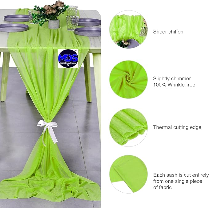 MDS 2 Pack 14ft Chiffon Table Runner 29 x 170 Inches Sheer Wedding Runner - Image 6