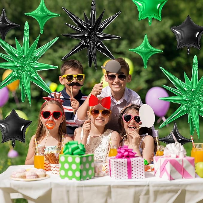 Black Green Star Balloon - Image 3