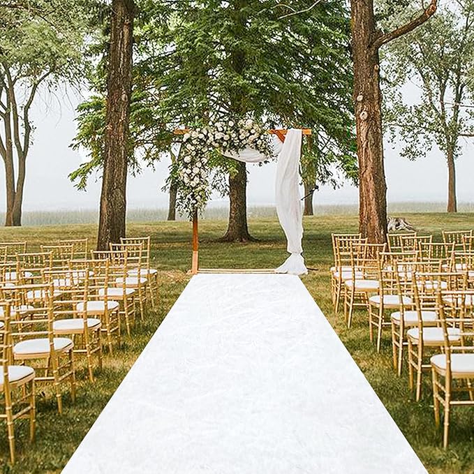 MODFUNS White Aisle Runner Wedding Carpet Runner 4x30FT Velvet Fabric Aisle - Image 4