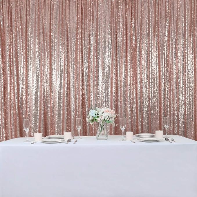 Hahuho Rose Gold Sequin Backdrop Curtain, Party Decoration（4 Panels, 2FT x 8FT - Image 7