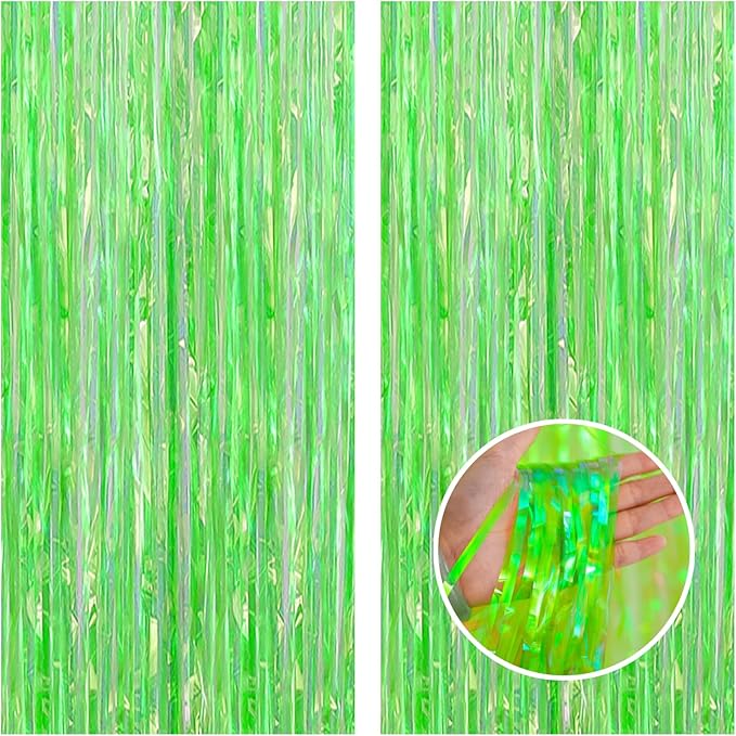 CANREVEL 2 Pack 3.2x6.5 Feet Iridescent Foil Fringe Backdrop Curtains by CANREVEL