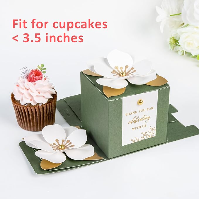 FEIYI 20 PCS Gift Boxes, 3 In 1 Olive Green Favor Boxes - Image 4