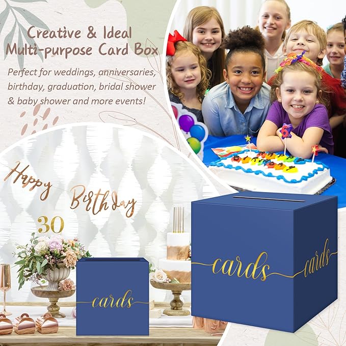 QIKSION Navy Blue Graduation Card Box, Wedding Reception, Baby Shower - Image 6