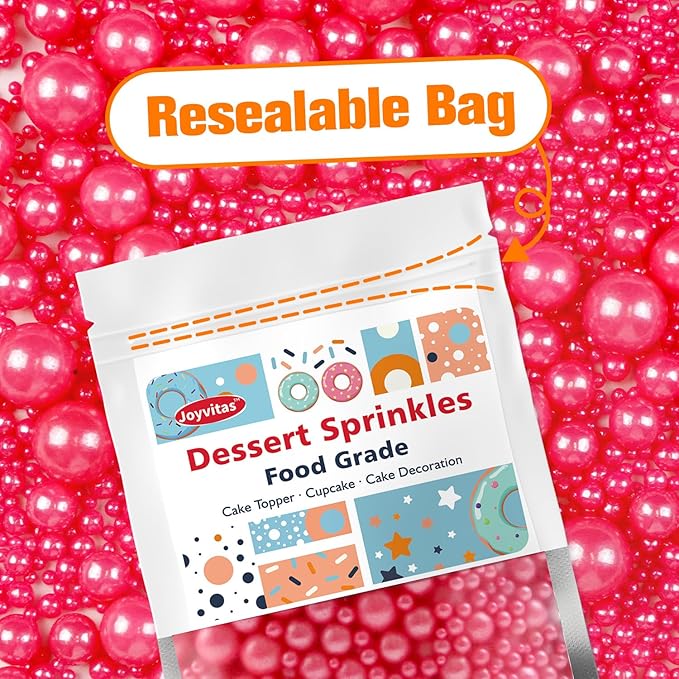 Deep Pink Pearl Sprinkles, Edible Candy Sugar Pearls, 150g/5.29oz, Baking Cake - Image 7