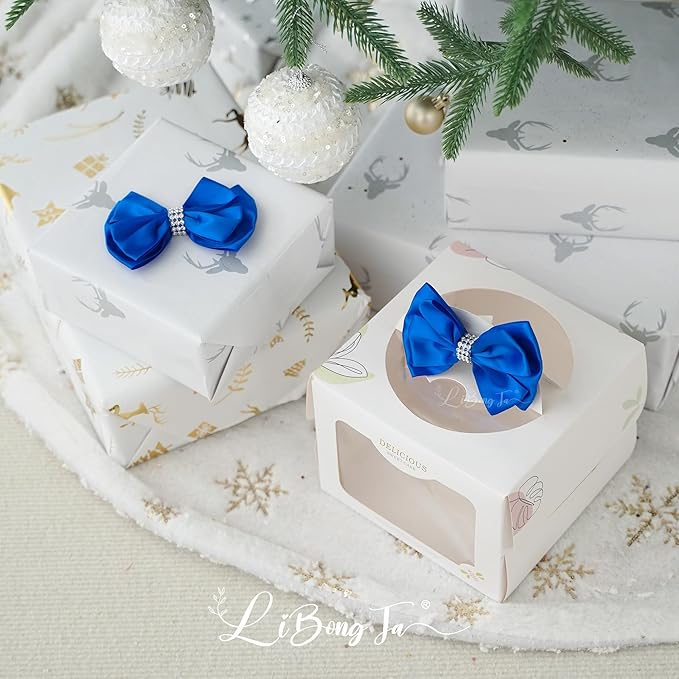 Royal Satin Bows 4'' Premade Blue Ribbon Bow, Gift Bows - Image 6