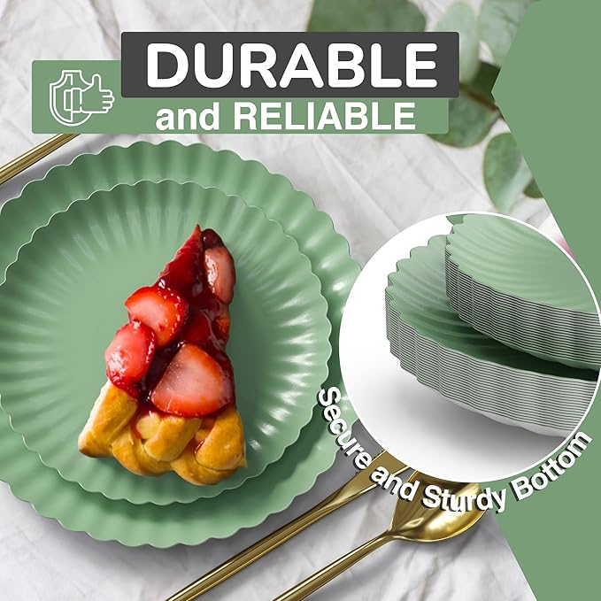 Trendables Scalloped Paper Plates 8.5 Inch & 10.5 Inch 40 Pcs Dinner Plate Set - Image 2