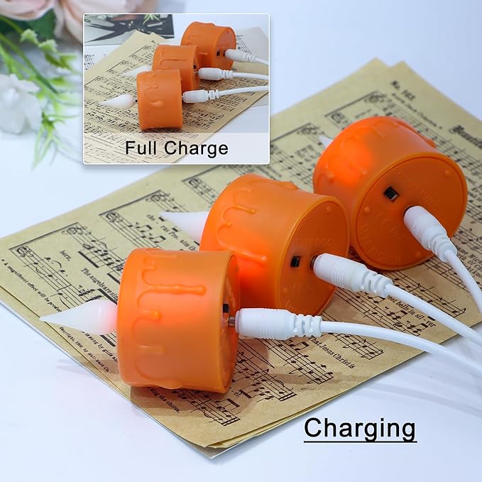 FREEPOWER Orange Halloween Candles, Rechargeable Flameless Candles - Image 5