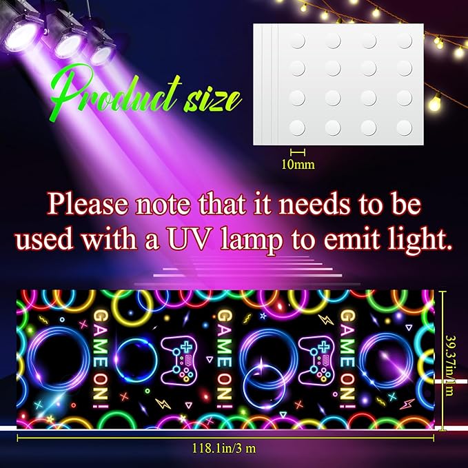 Haull 118 x 39 Inch Neon Light up Dance Floor Glow in The Dark Runner UV - Image 2