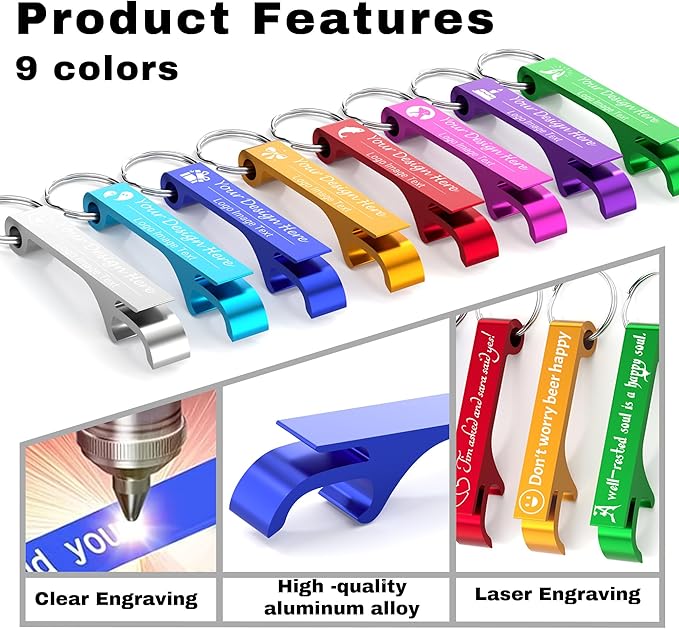Personalized Bottle Opener Keychains, Bulk Custom Engraved Text Logo Keychain - Image 3