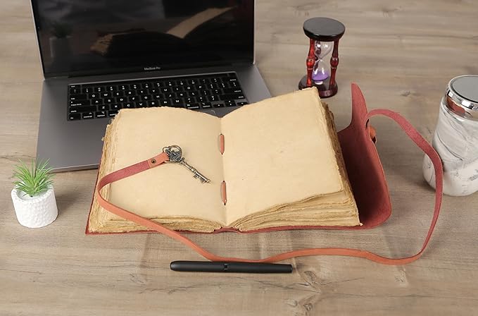 Leather Journal with Lined and Unlined Deckle Edge Paper 8x6 inch and Vintage - Image 7