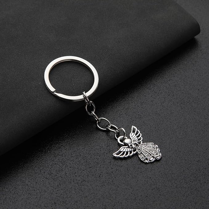 PHAETON 50PCS Silver Tone Guardian Angel Charm Keychain Key Ring - Image 4