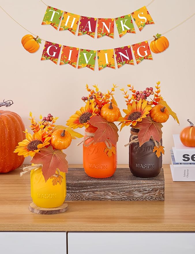 Mason Jar Fall Thanksgiving Centerpieces - Image 3