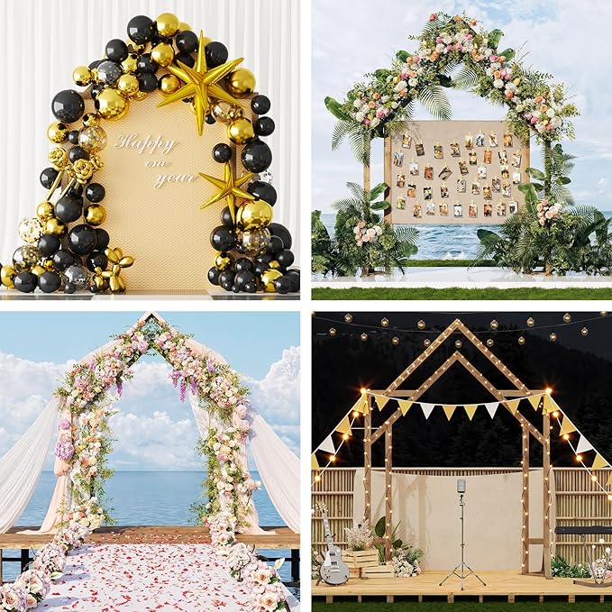 NiHome House-Shaped Solid Wood Wedding & Event Arch Frame, DIY Backdrop - Image 7