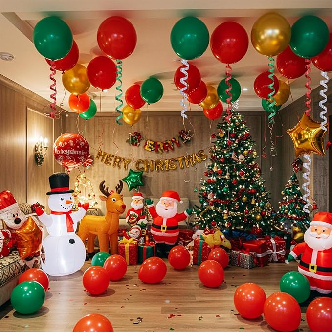 BEISHIDA 3 Pack Christmas Curling Ribbons Red Green Silver Balloons String - Image 6