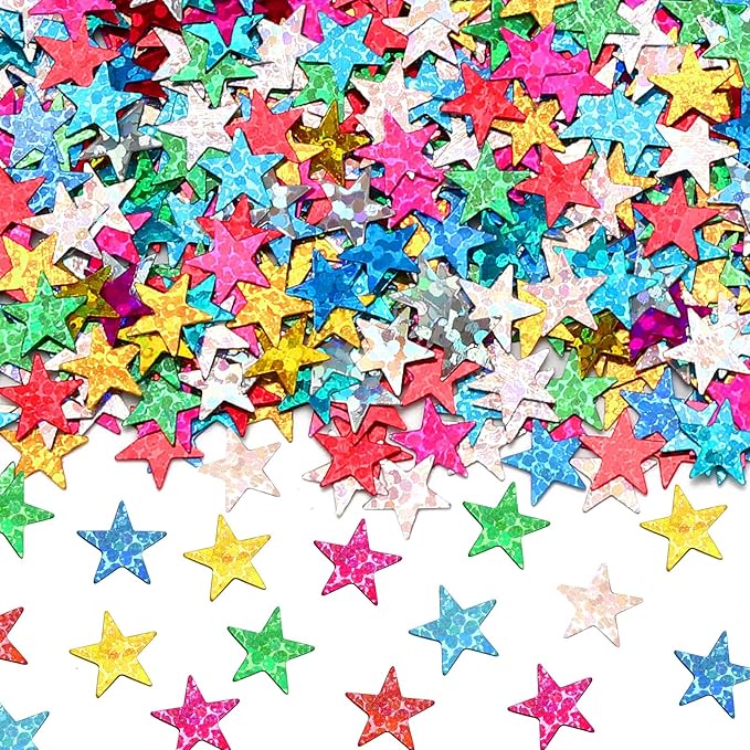 MARFOREVER Rainbow Star Confetti, Glitter Star Confetti Birthday Scatter Table by MARFOREVER