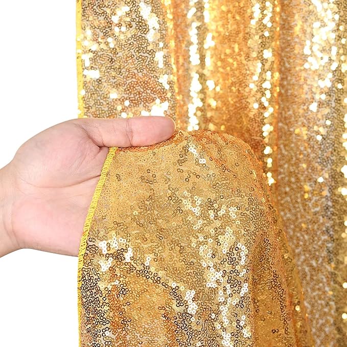 7ft x 7ft Gold Sequin Backdrop Curtain Glitter Photo Booth Backdrop - Image 8