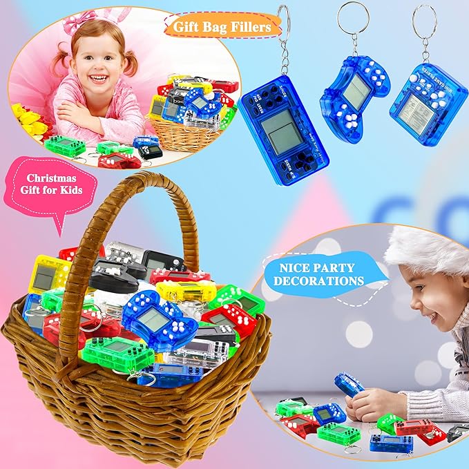 36 Pack Video Game Keychain Mini Square Handheld Video Game Key Chain - Image 6