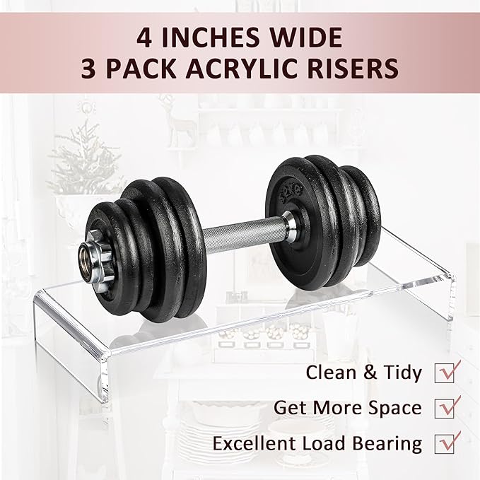 1 Set Large Acrylic Clear Display Risers, 3 Sizes 12" Rectangular Showcase - Image 3