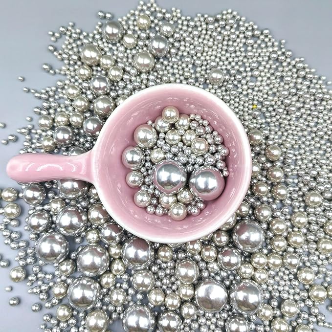 Edible Pearl Sugar Sprinkles Silver Candy Mixing Size Baking Edible Cake - Image 3