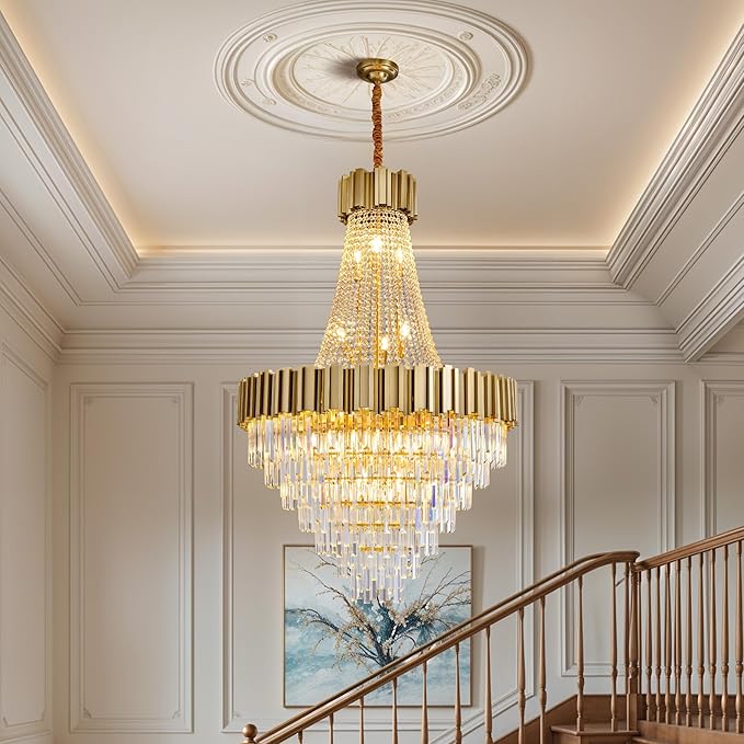 54" Luxury Long Crystal Chandelier by BEIRIOLIGHTING
