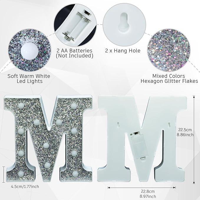 Light Up Marquee Letters for Table Decorations, Glitter Signs for Prom - Image 3
