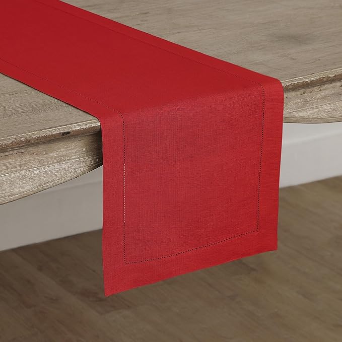 Solino Home Linen Red Table Runner 144 Inches Long - Image 2