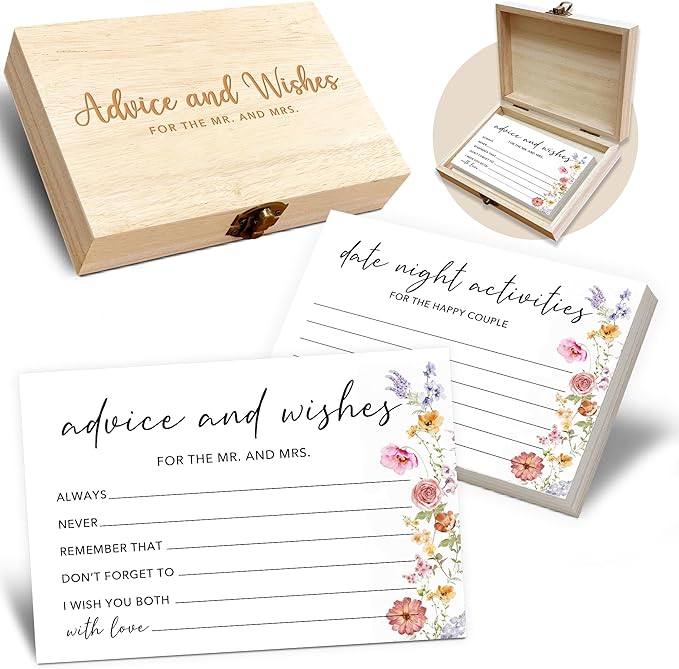 50 Pcs Advice and Wishes for the Mr and Mrs Cards in Box by CrocothemisArt