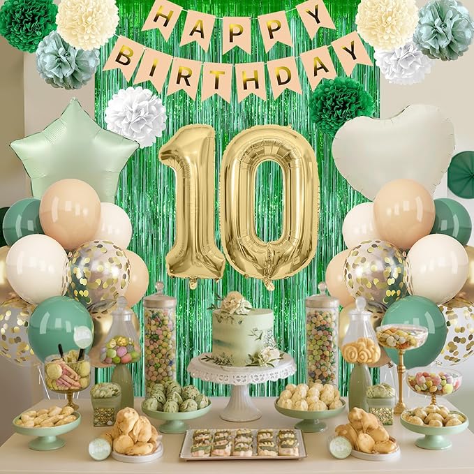 Sage Green 10th Birthday Decorations - Image 3