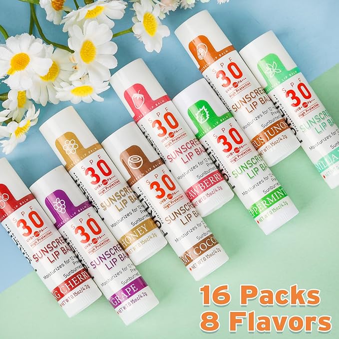 SPF 30 Lip Sunscreen, SPF Lip Balm Travel Size 16 Pack, Hydrating Lip Balm Bulk - Image 5