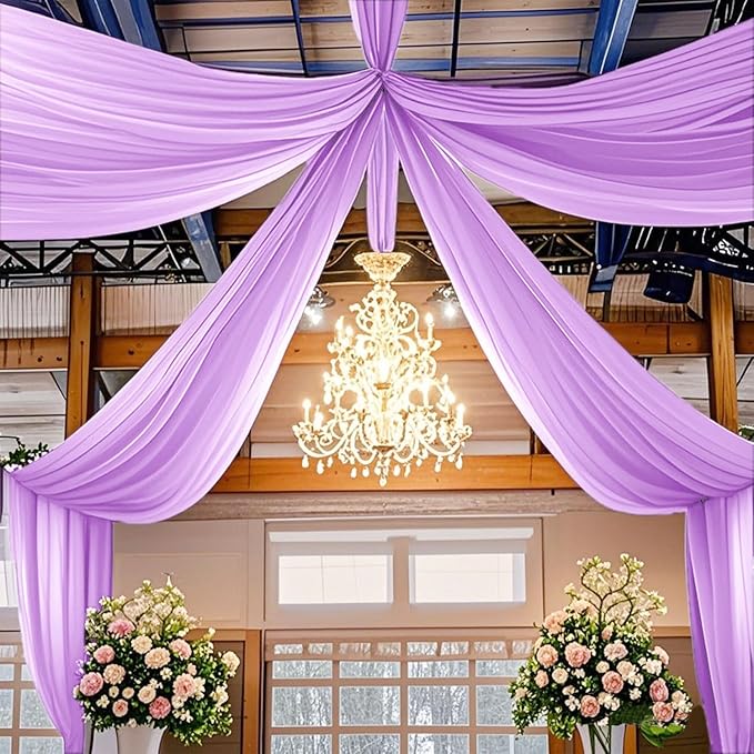Ceiling Drapes for Weddings Light Purple Draping Fabric for Wedding Arch - Image 2