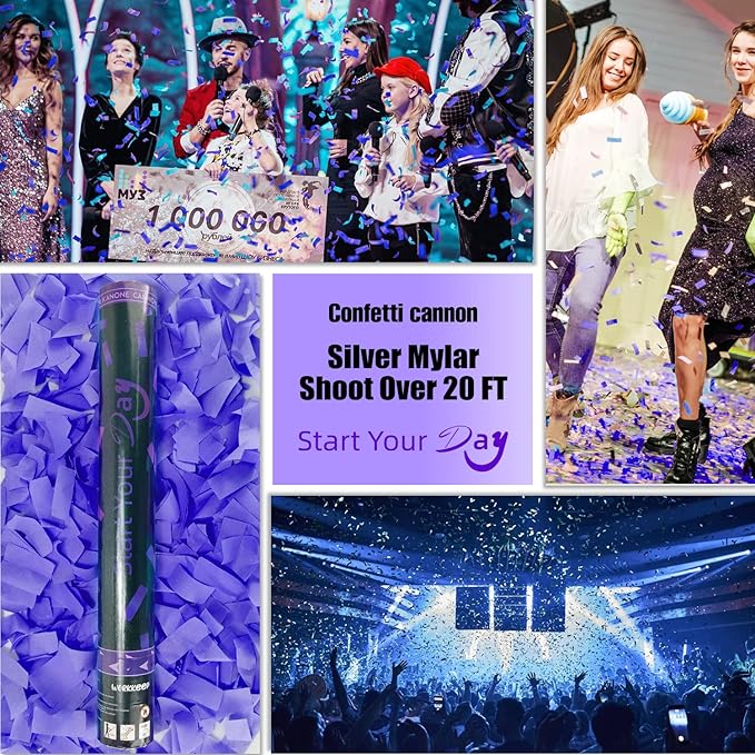 Violet Confetti Poppers, 15 Inch Purple Party Poppers, Air Powered Confetti Gun - Image 4