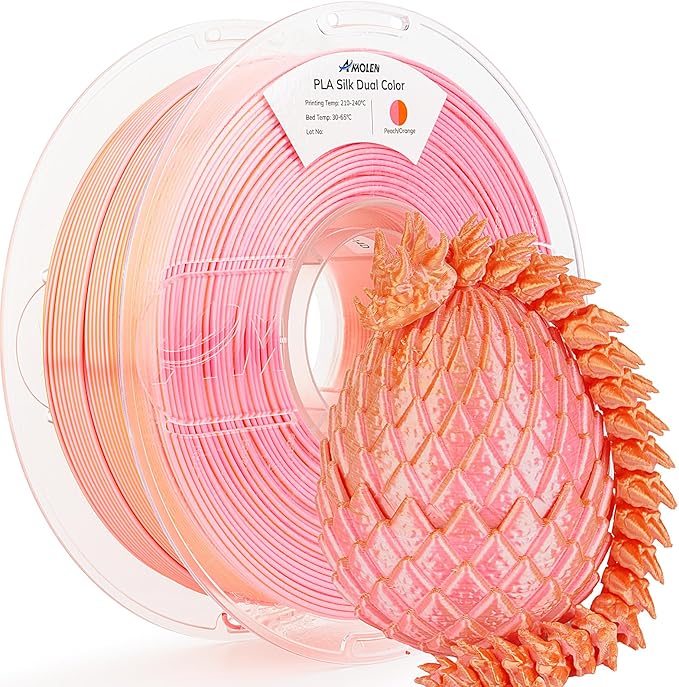 AMOLEN Silk PLA 3D Printer Filament, Dual Color Pink Orange PLA 1.75mm by AMOLEN