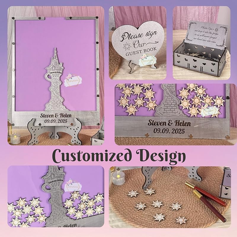 Tangled Guest Book for Wedding | Silver Princess Tower Guest Book Alternative | - Image 5