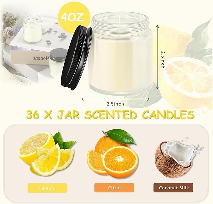 ACITHGL 36 Pcs 4oz Mini Mason Jar Candles Small Scented Candles Bulk - Image 2