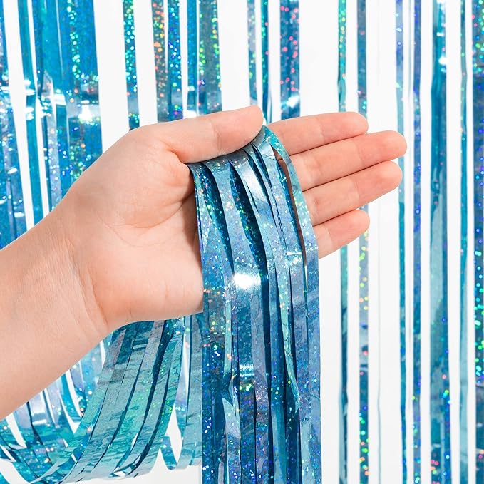 Blue Tinsel Curtain Party Backdrop - Image 7