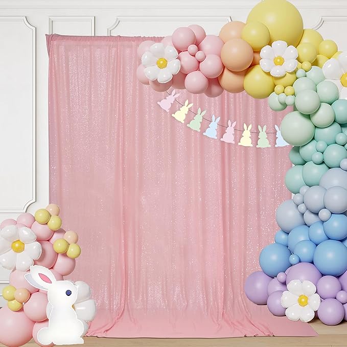 PartyDelight Sequin Backdrop Pink 6FTx8FT Wedding Background by PartyDelight