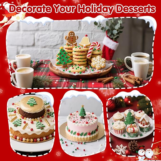 Christmas Nonpareils Sprinkles for Cake Decorating, 130g White Red and Green - Image 5