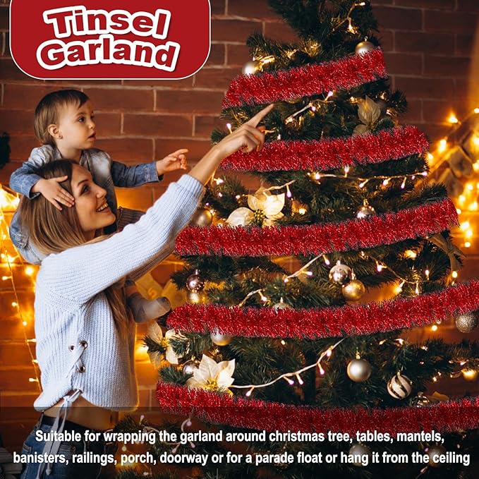 50 Feet Christmas Foil Fringe Banner Metallic Tassle Garland Metallic Backdrop - Image 3
