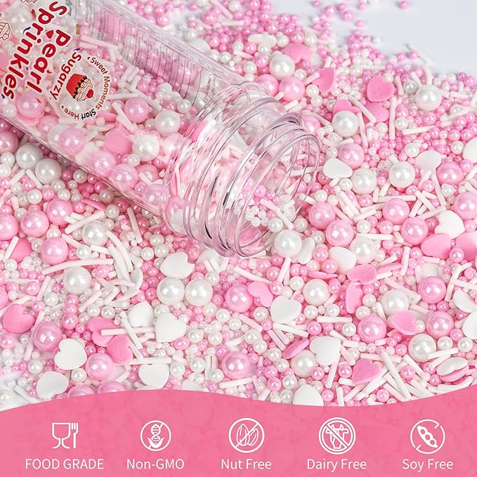 Edible Heart Sprinkles for Cake Decorating, Baking Candy Decorations, Cupcake - Image 3