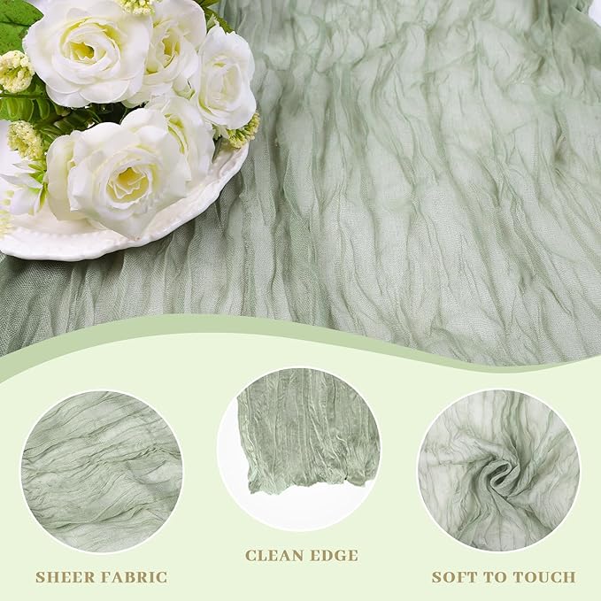 Le courant 12pcs 10Ft Cheesecloth Table Runner, Rustic Boho Gauze Cheese Cloth - Image 5