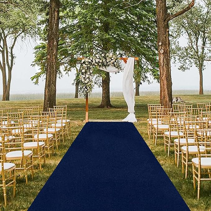 MODFUNS Navy Blue Aisle Runner Wedding Runner Aisle Outdoor 4x20ft Velvet - Image 5