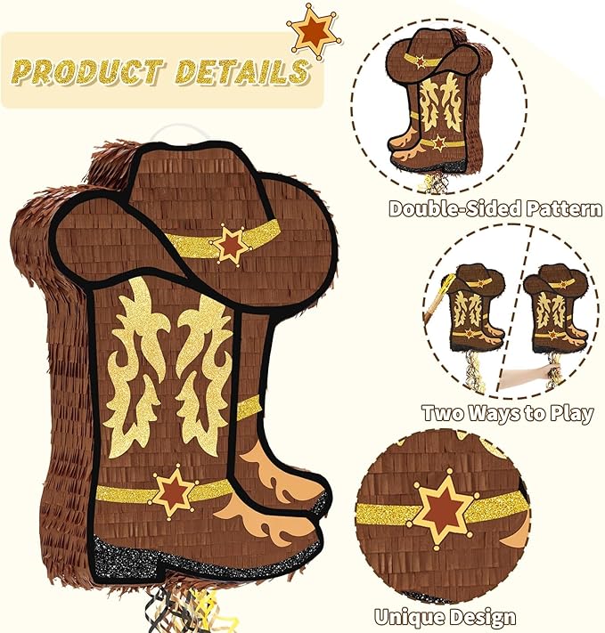 WERNNSAI Western Cowgirl Boot Piñata - Image 4